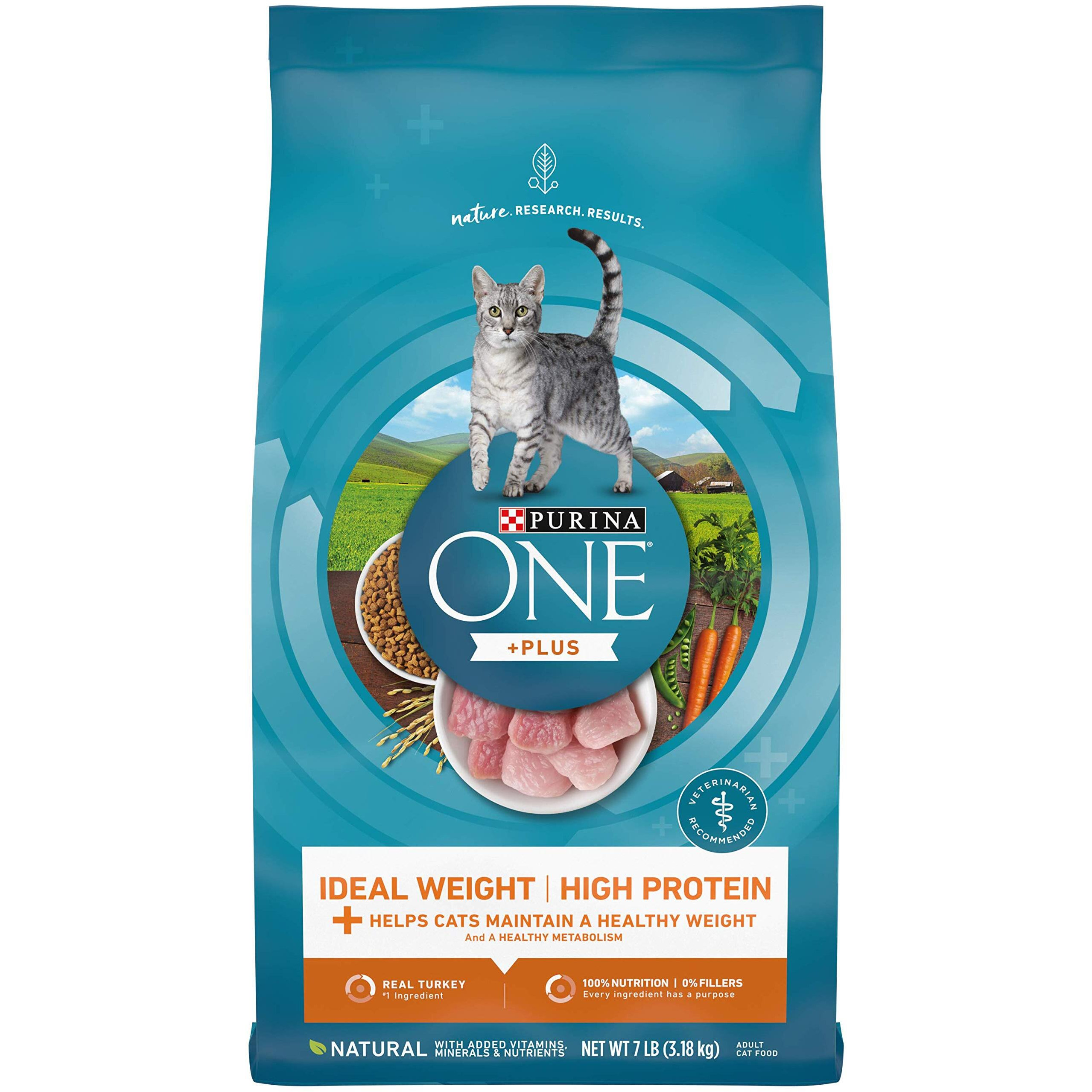 Purina One High Protein  Healthy Weight Dry Cat Food  +Plus Ideal Weight With Turkey - 7 Lb. Bag