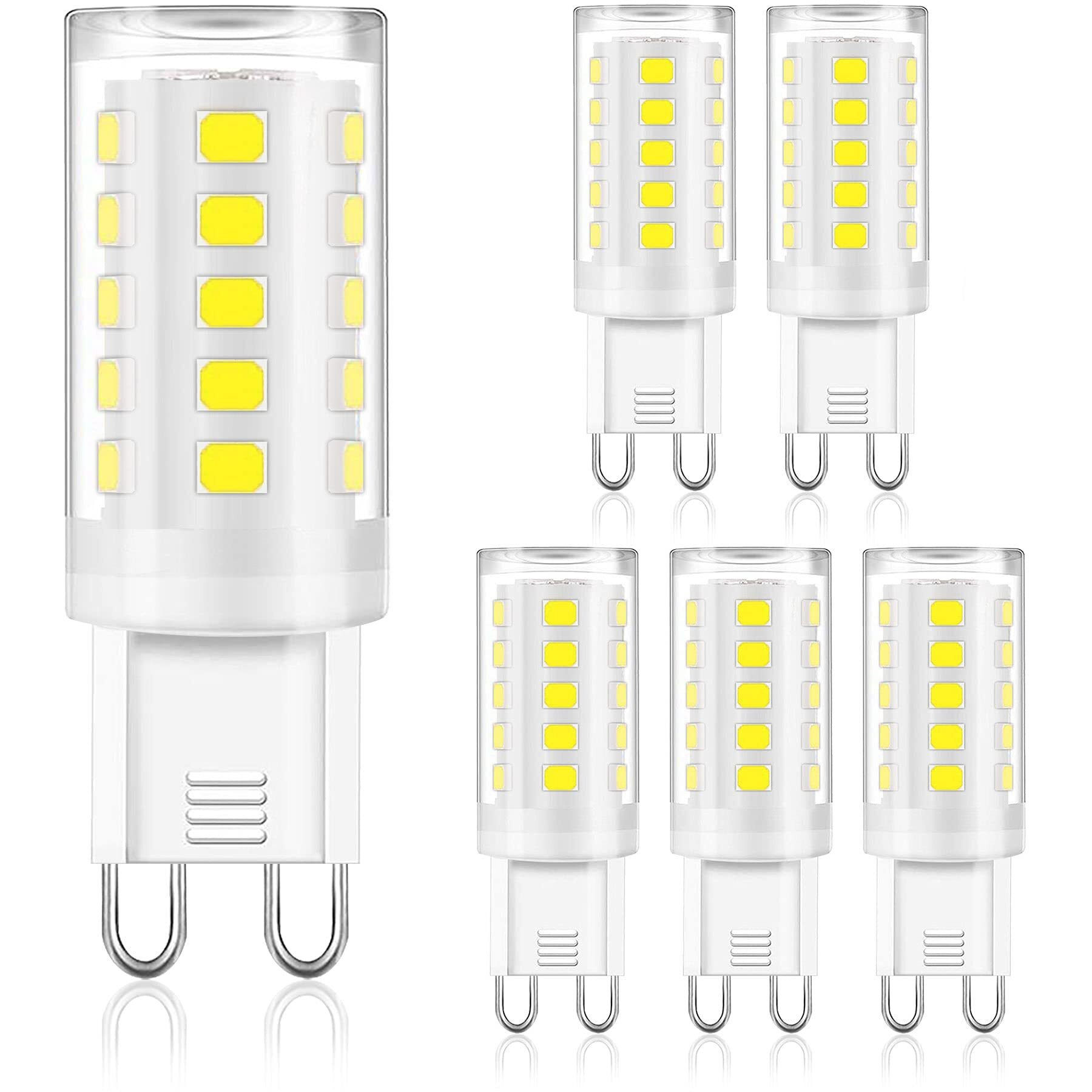 Winshine G9 Led Light Bulb Bi Pin Base  6000K Daylight G9 Base Bulbs For Chandeliers  4W (40W Halogen Equivalent)  360 Beam Angle  400Lm  Non-Dimmable For Home Lighting  6 Pack