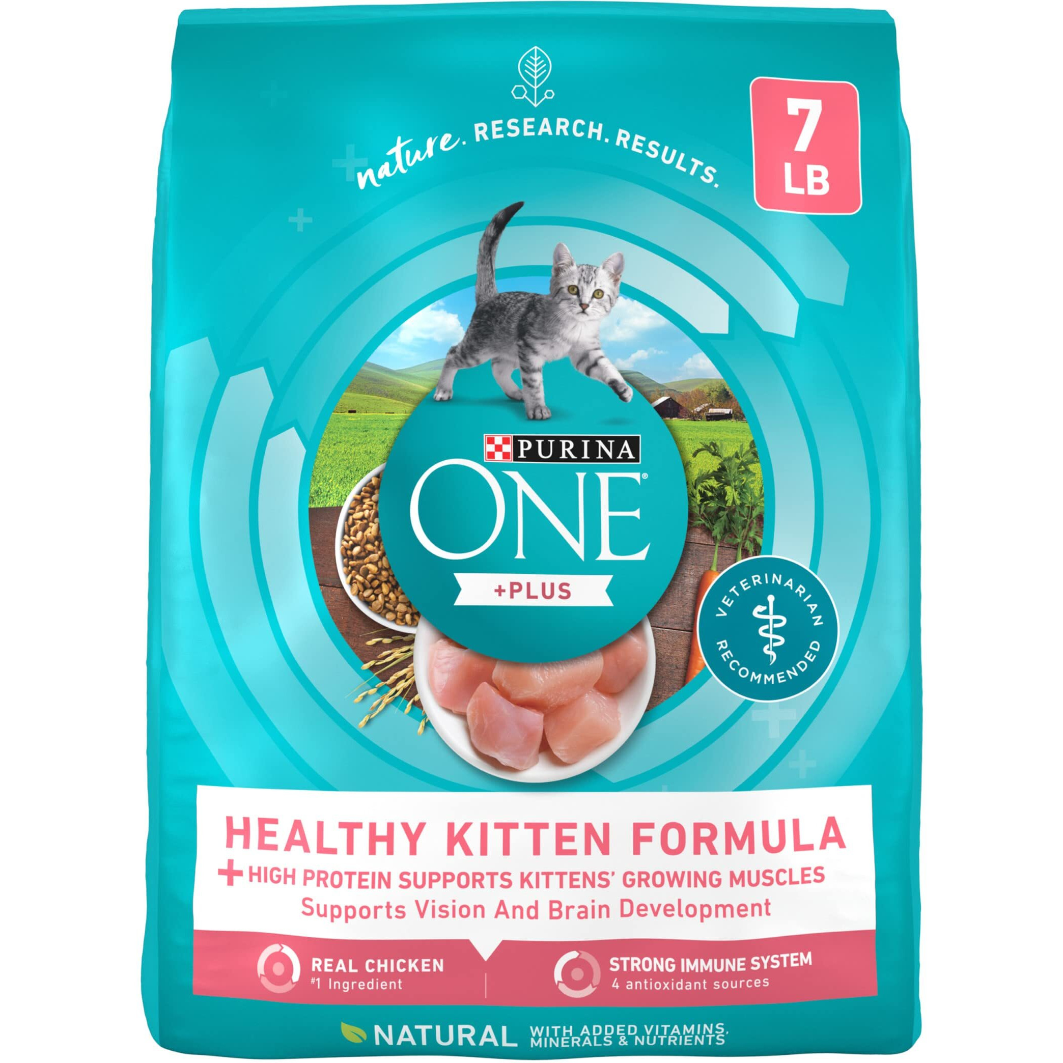 Purina One High Protein  Natural Dry Kitten Food  +Plus Healthy Kitten Formula - 7 Lb. Bag