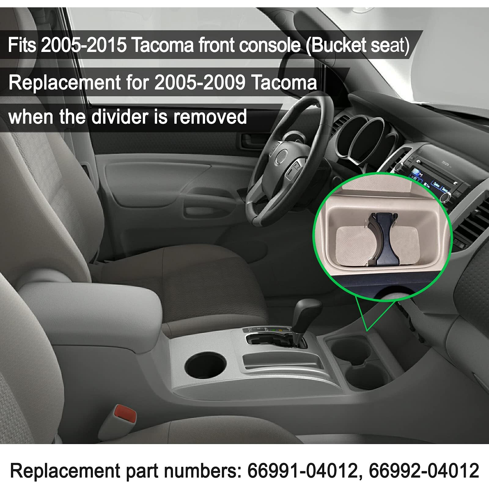 Jdmcar Car Cup Holder Inserts Replacement For Toyota Tacoma 2005 To 2015  Durable Cup Holder Inserts Drink Holder Accessories 66991-04012 66992-04012  Black