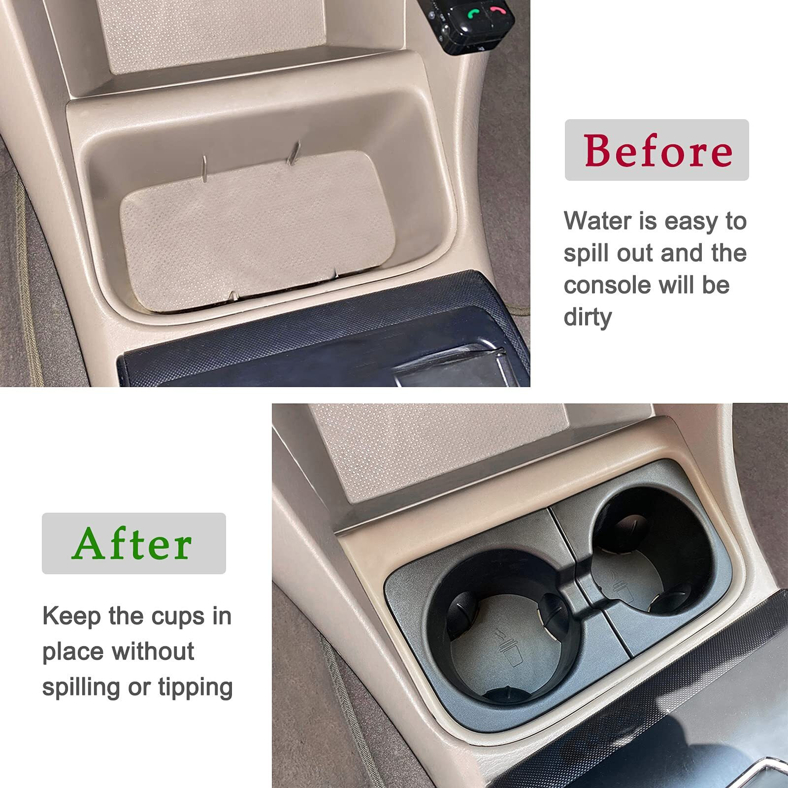 Jdmcar Car Cup Holder Inserts Replacement For Toyota Tacoma 2005 To 2015  Durable Cup Holder Inserts Drink Holder Accessories 66991-04012 66992-04012  Black