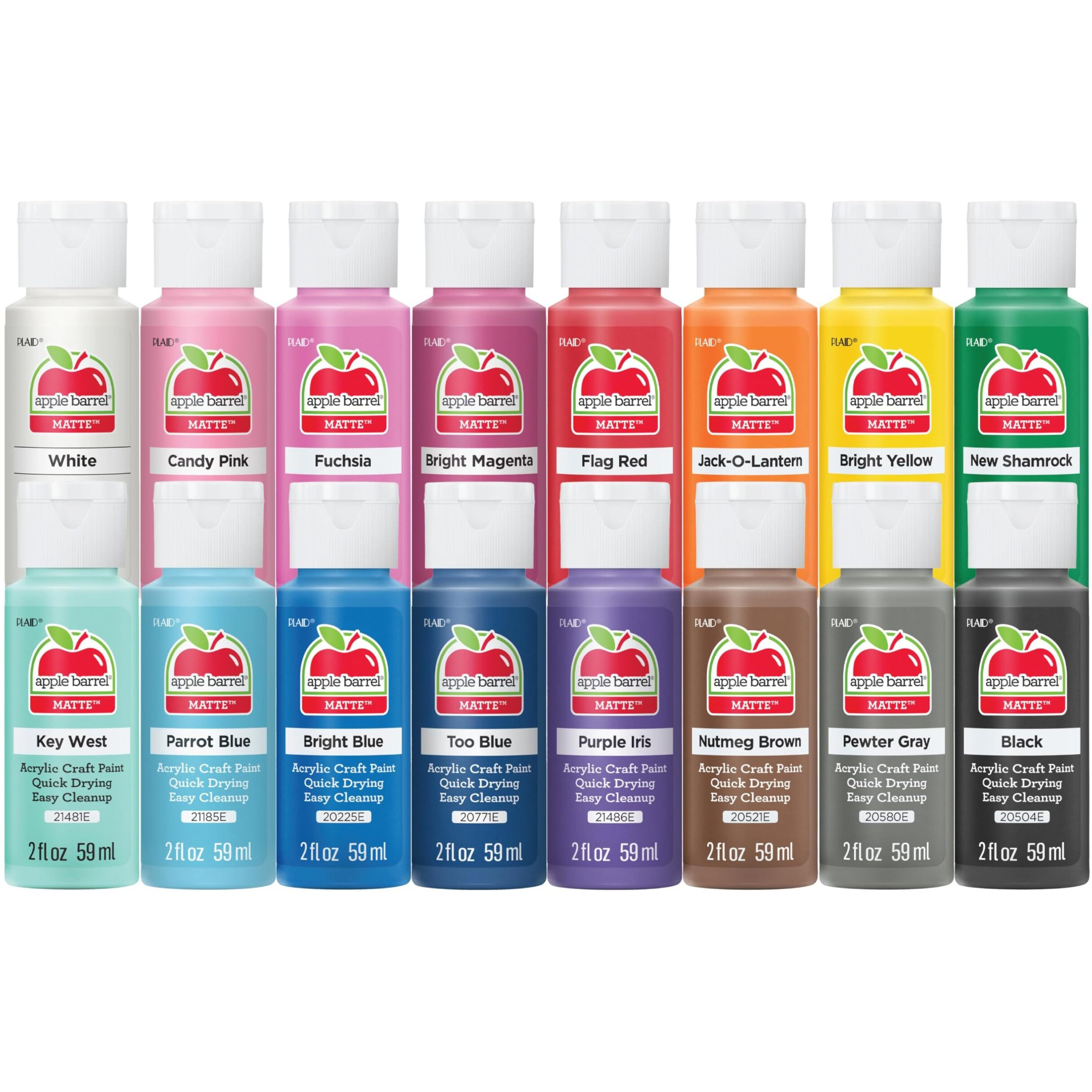 Apple Barrel  Vibrant Spectrum Collection Acrylic Craft Paint  Promoabiii  2 Fl Oz Each  16 Assorted Matte Colors  16 Count