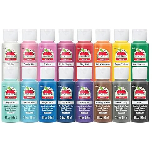 Apple Barrel  Vibrant Spectrum Collection Acrylic Craft Paint  Promoabiii  2 Fl Oz Each  16 Assorted Matte Colors  16 Count
