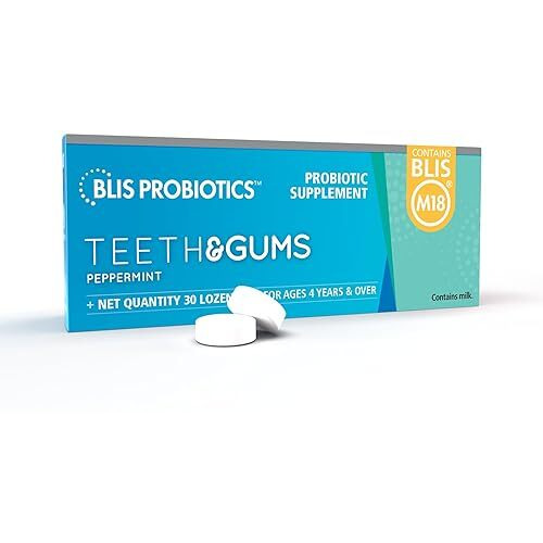 Blis Teeth & Gums Oral Probiotics For Mouth M18 Formula Available  2.5 Billion Cfu - Mouth Probiotic For Tooth And Gum Health  Adults And Kids - Sugar-Free Lozenges  30 Day Supply