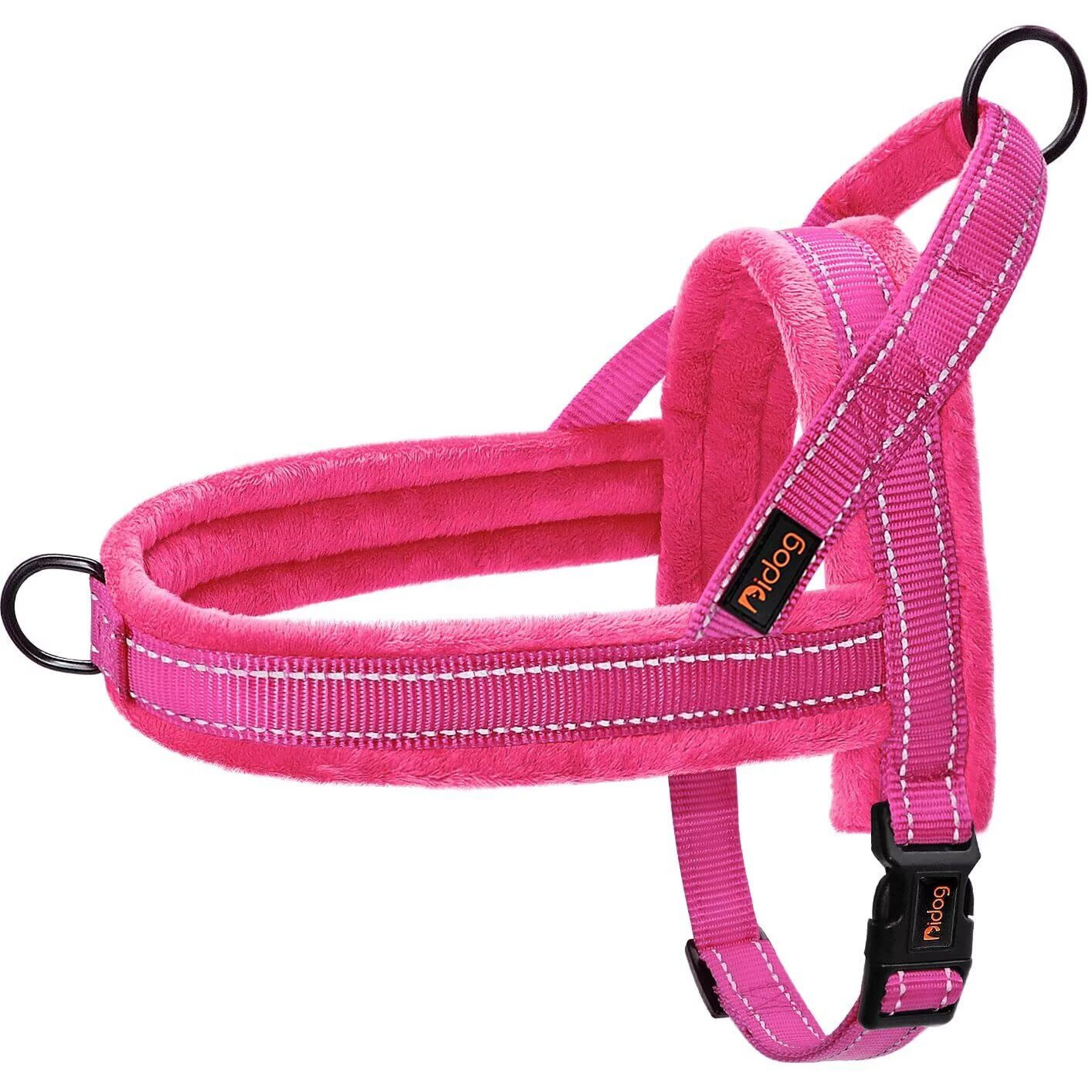 Didog Soft Flannel Padded Dog Vest Harness Escape Proof/Quick Fit Reflective Dog Strap Harness  Easy For Training Walking (XsChest 15-18 ""  Hot Pink)