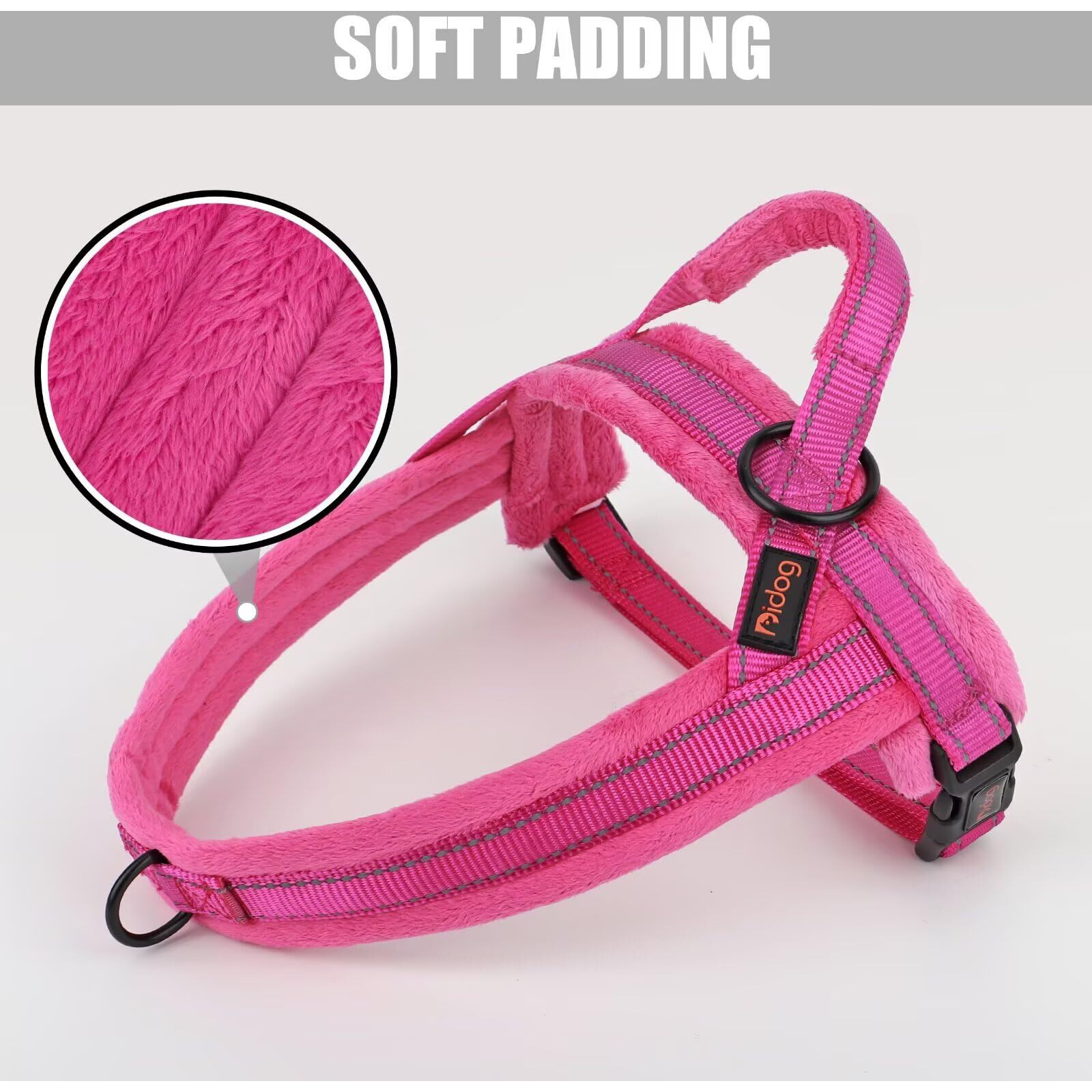 Didog Soft Flannel Padded Dog Vest Harness Escape Proof/Quick Fit Reflective Dog Strap Harness  Easy For Training Walking (XsChest 15-18 ""  Hot Pink)