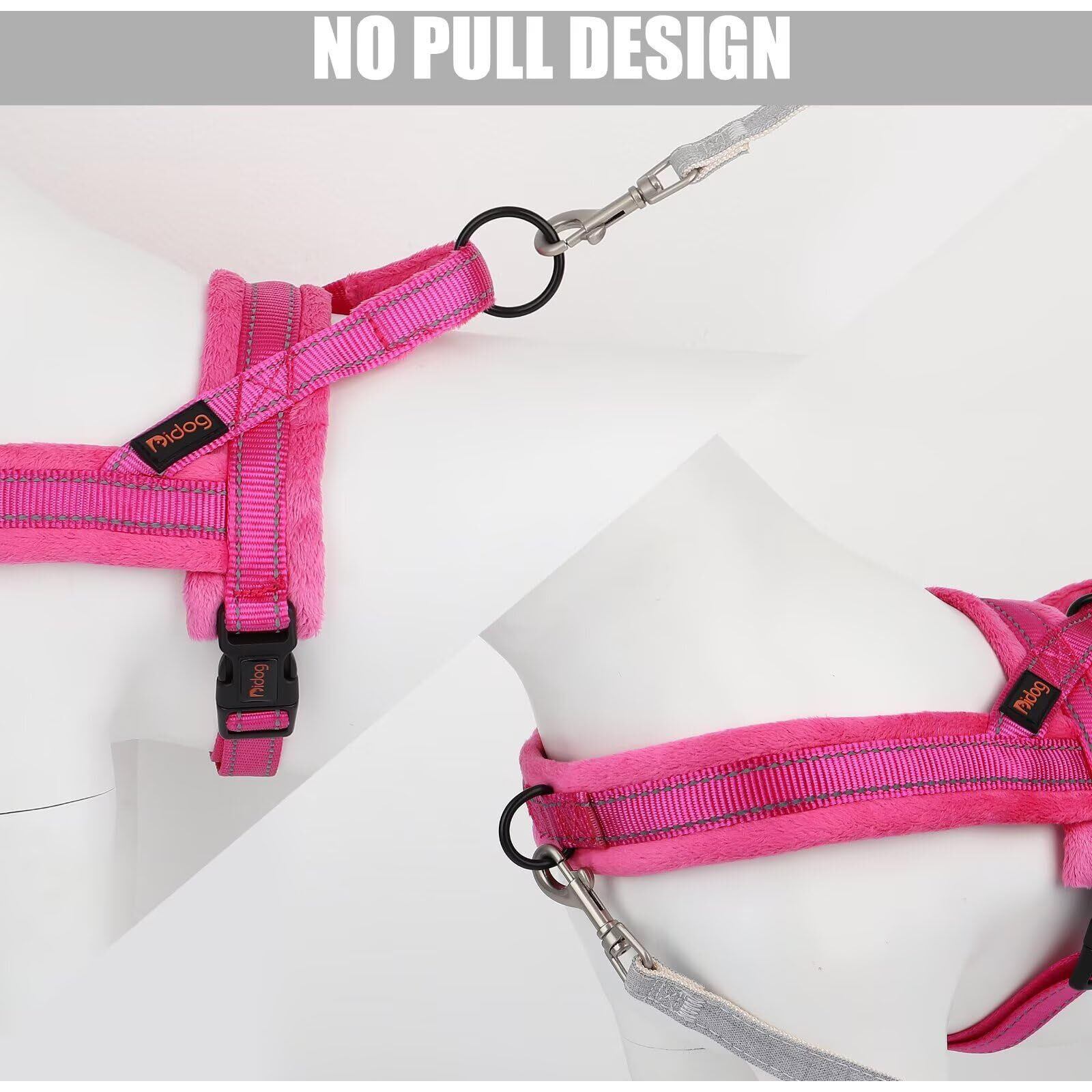 Didog Soft Flannel Padded Dog Vest Harness Escape Proof/Quick Fit Reflective Dog Strap Harness  Easy For Training Walking (XsChest 15-18 ""  Hot Pink)