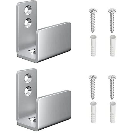 Smartstandard 2 Pack Adjustable U Shape Barn Door Floor Guides  Wall Mounted Flexible Flush Bottom Guide  Sturdy Stainless Steel Material  Silver