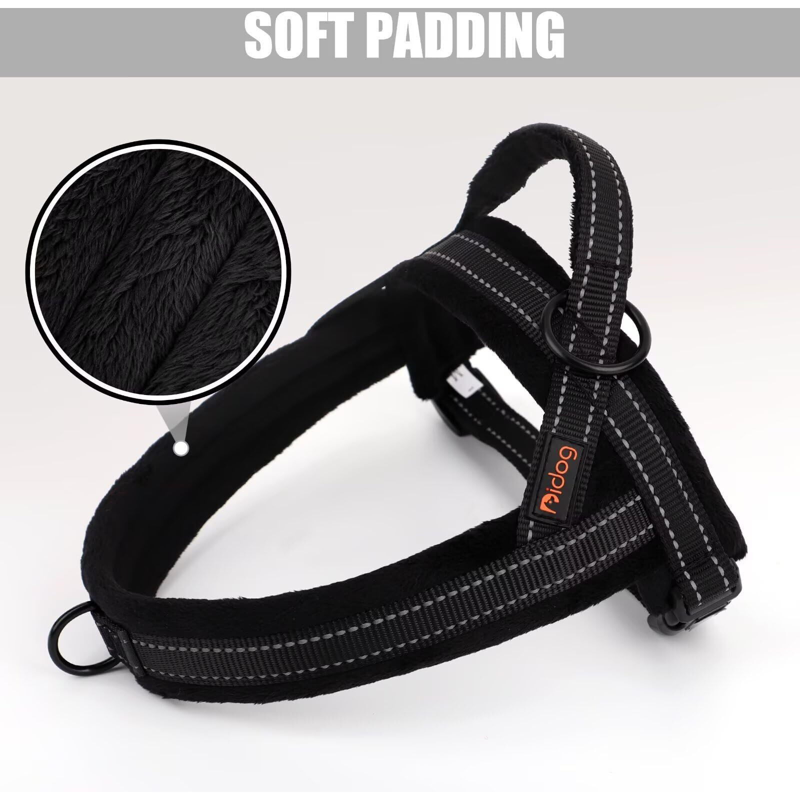 Didog Soft Flannel Padded Dog Vest Harness  Escape Proof/Quick Fit Reflective Dog Strap Harness Easy For Training Walking Black S Size
