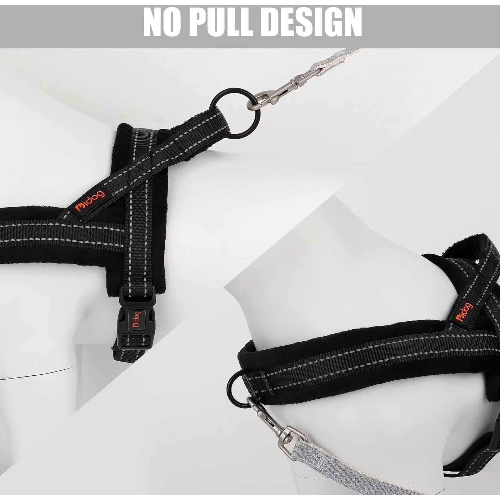 Didog Soft Flannel Padded Dog Vest Harness  Escape Proof/Quick Fit Reflective Dog Strap Harness Easy For Training Walking Black S Size