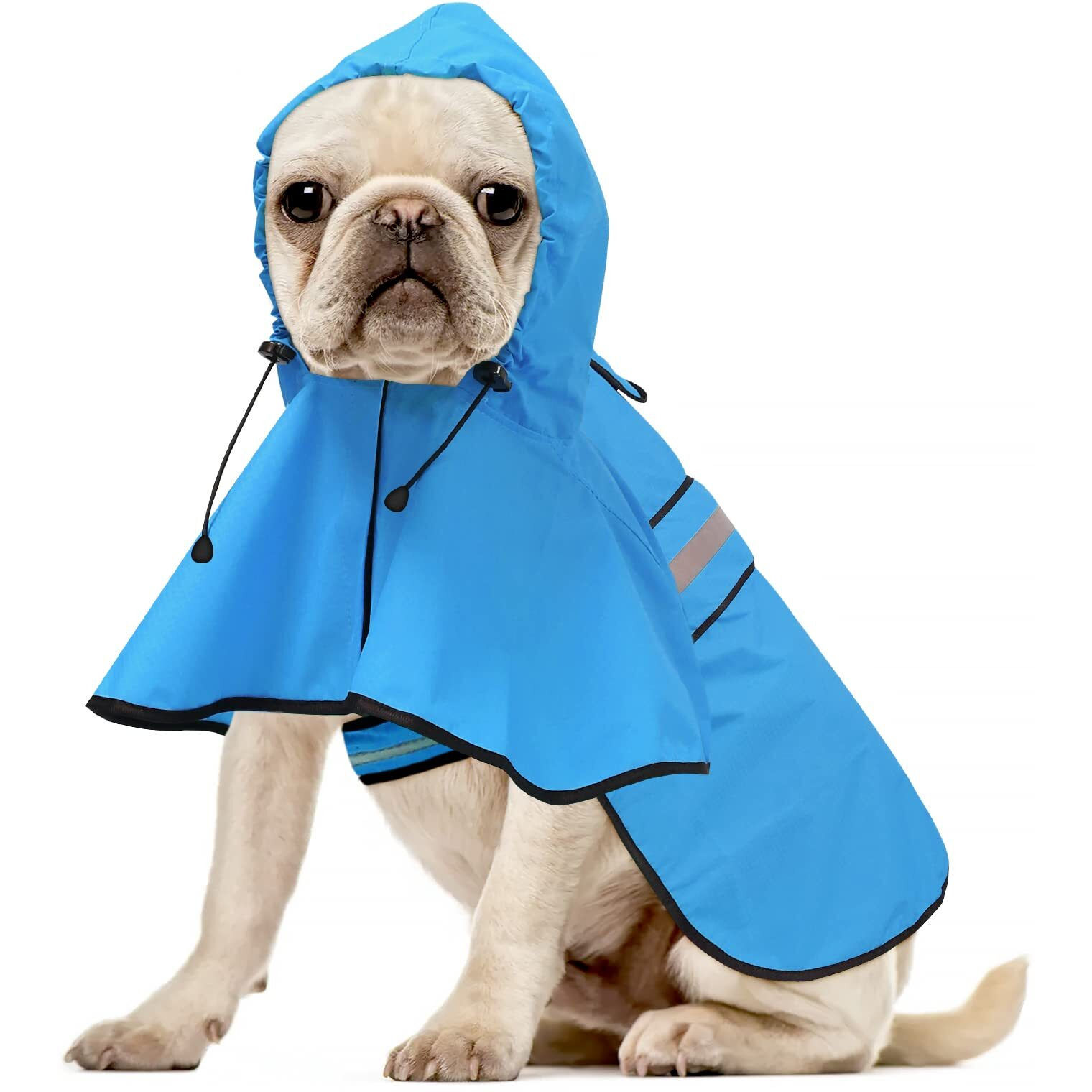 Ezierfy Waterproof Reflective Dog Rain Coat - Adjustable Puppy Rain Jacket Poncho  Lightweight Dog Hooded Pet Raincoat For Small To X- Large Dogs And Puppies (Blue  Medium)