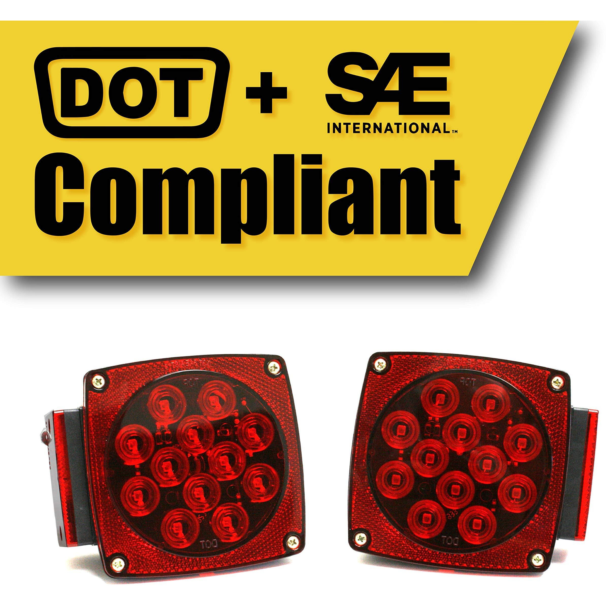 Maxxhaul 70460 12V Led Trailer Tail Lights (Turn/Stop/Signal-Left/Right-Dot Compliant)