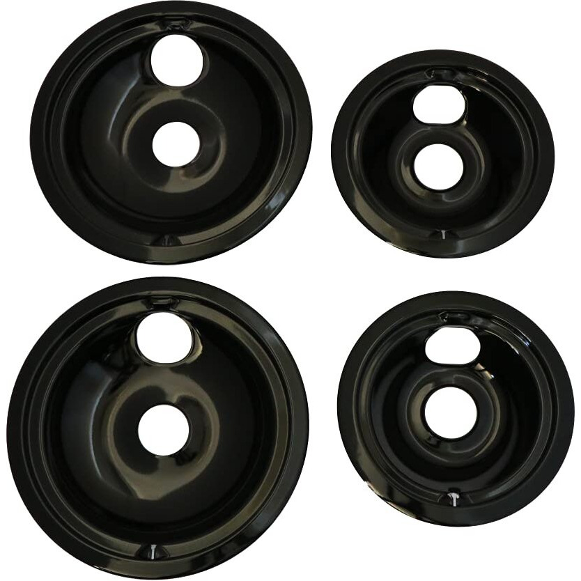 Kitchen Basics 101 Wb31M20 And Wb31M19 Replacement Range Cooktop Porcelain Drip Pans For Ge - Includes 2 6-Inch And 2 8-Inch Pans  4 Pack
