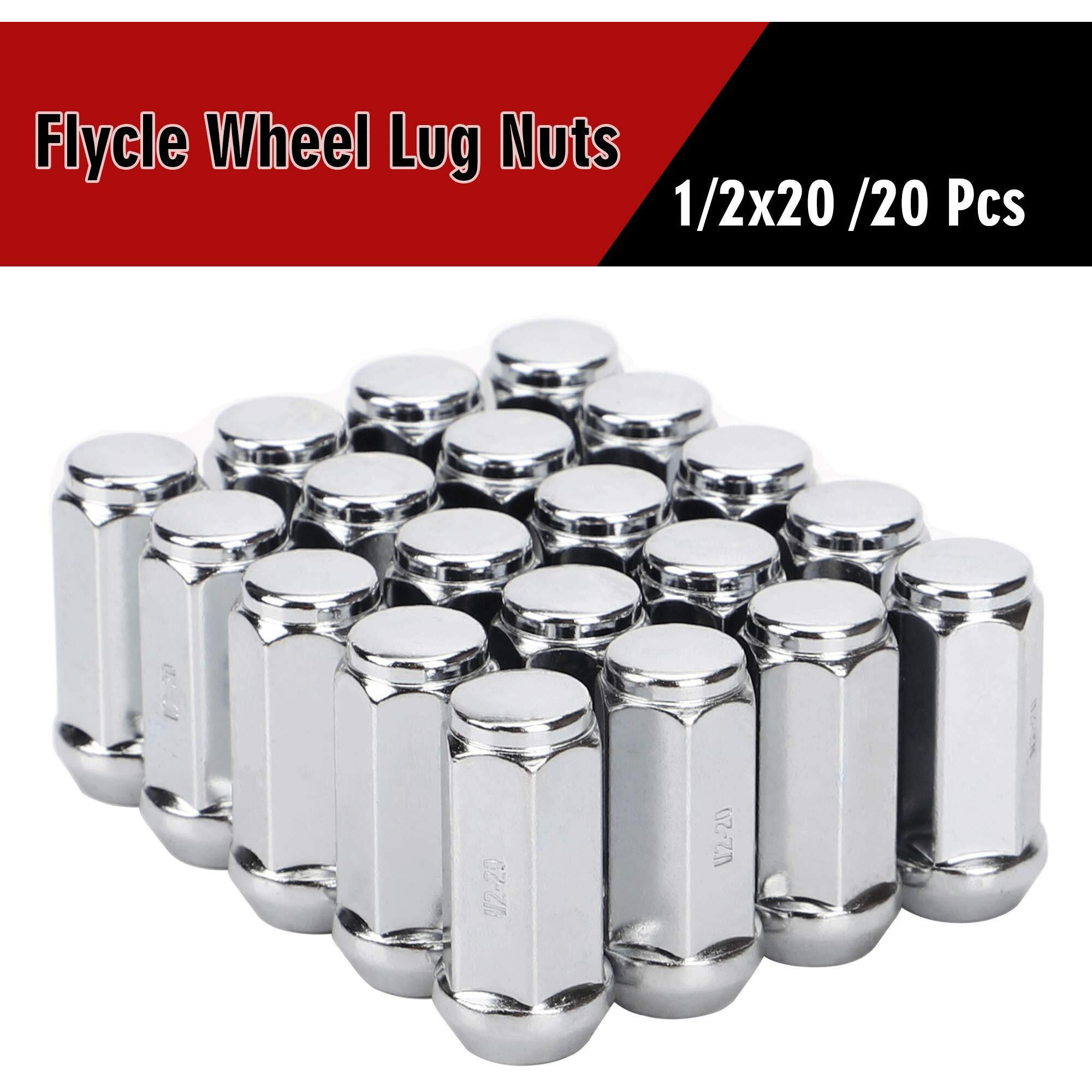 1/2X 20 Chrome Closed End Bulge Acorn Lug Nuts 1.89 Inch Long - Cone Seat - 3/4"" Hex Compatible With Tj Jk Cherokee Liberty Mustang Ranger Aftermarket Wheels  20Pcs