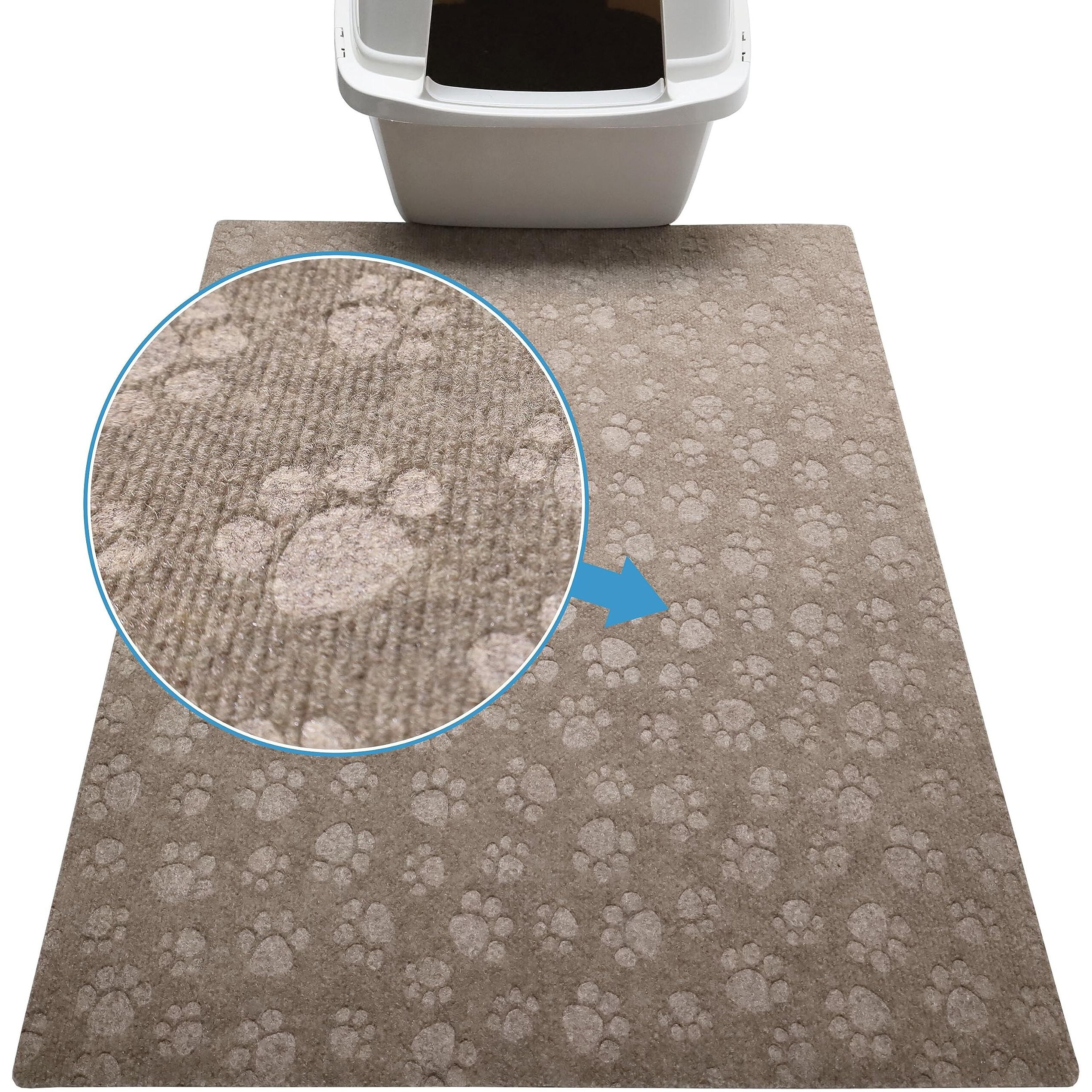 Drymate Premium Cat Litter Trapping Mat  (Debossed Paw Ridged Design)  Traps Litter & Mess From Box  Soft On Kitty Paws -Absorbent/Waterproof/Urine-Proof- Machine Washable  Durable  (Usa Made)