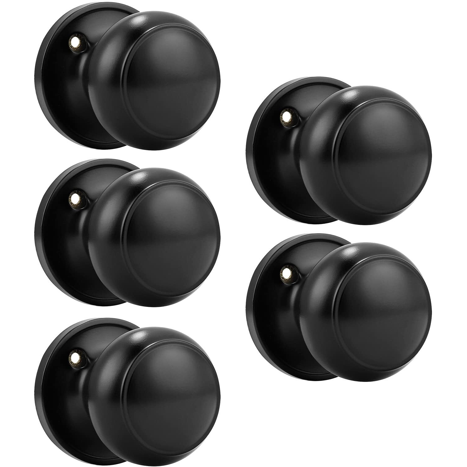 Probrico (5 Pack Classic Closet Door Knobs Dummy Door Knob  Individual Non-Turning Dummy Door Knob Single Side  Black Interior Door Knobs  Easy Installation