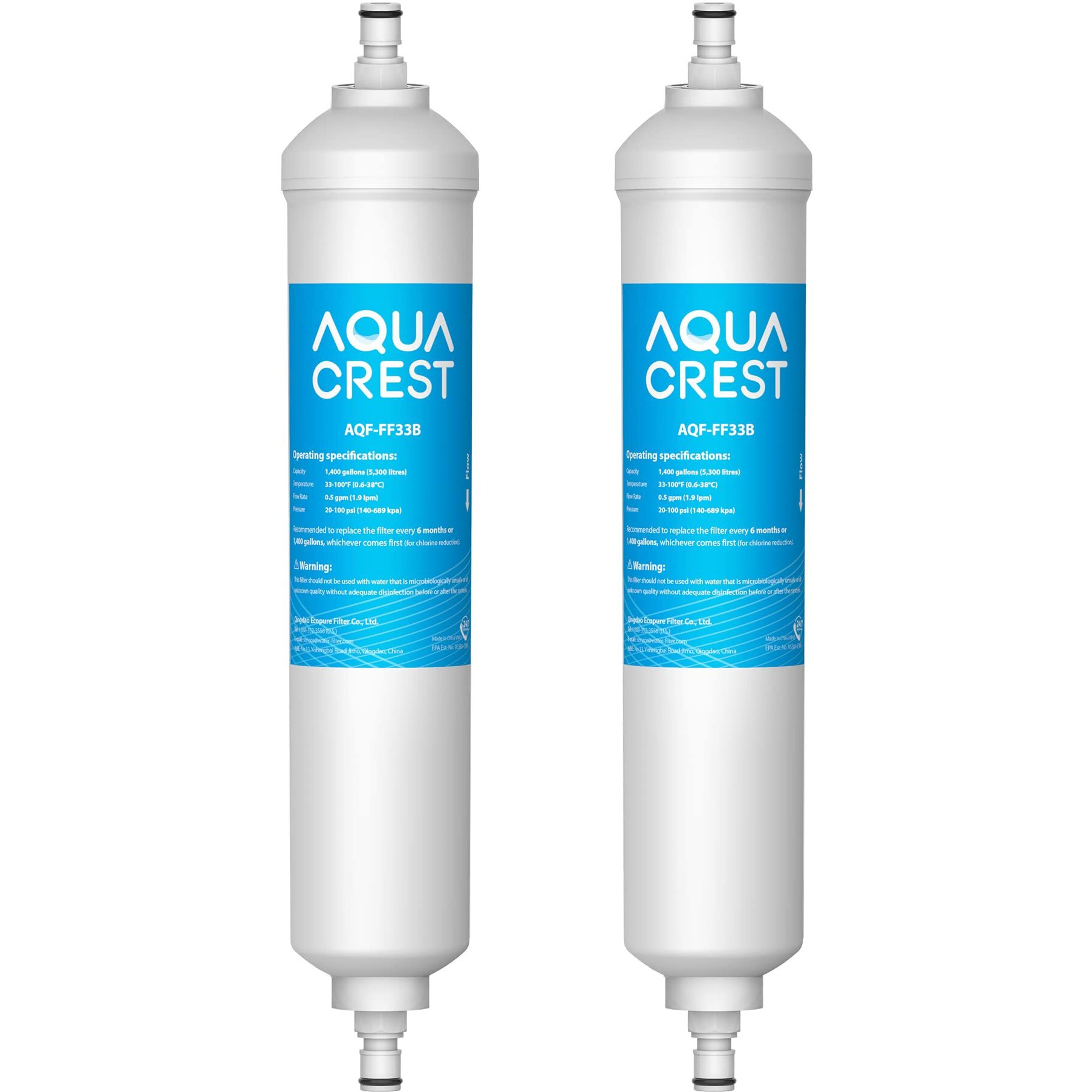 Aqua Crest Gxrtqr Inline Water Filter  Replacement For Ge Gxrtqr  Gxrtq  Reduces Chlorine  Fluoride  Limescale And More  2 Filters (Package May Vary)