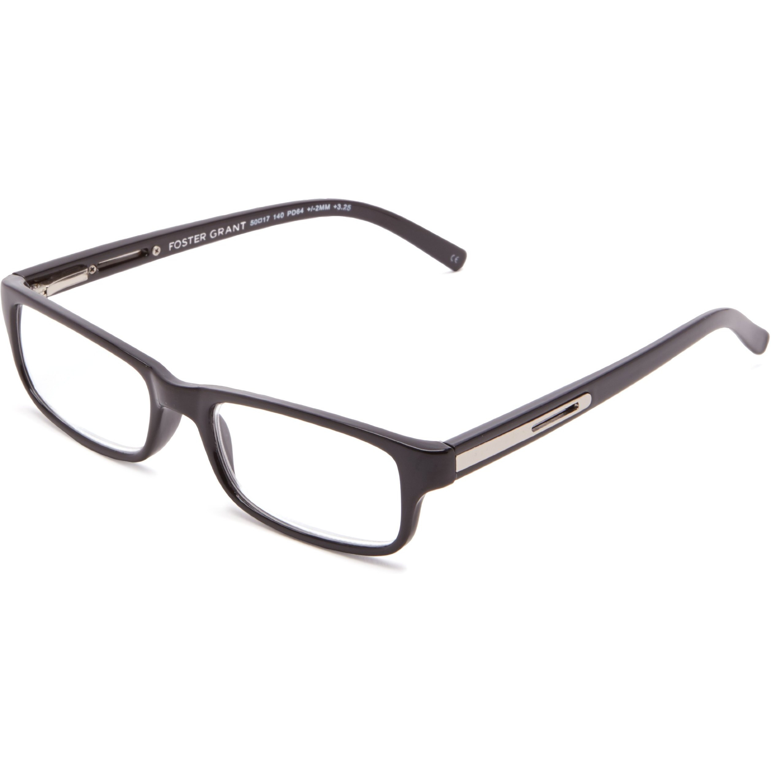 Foster Grant Mens Brandon Glasses Reading  Shiny Black/Transparent  50 Mm Us