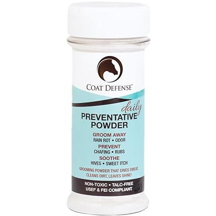 Coat Defense Daily Preventative Powder For Horses - Safe & Effective Equine Sweet Itch  Skin Funk  Scratches  & Rain Rot Treatment - Dry Shampoo For Horses  8 Oz Formula With All Natural Ingredients