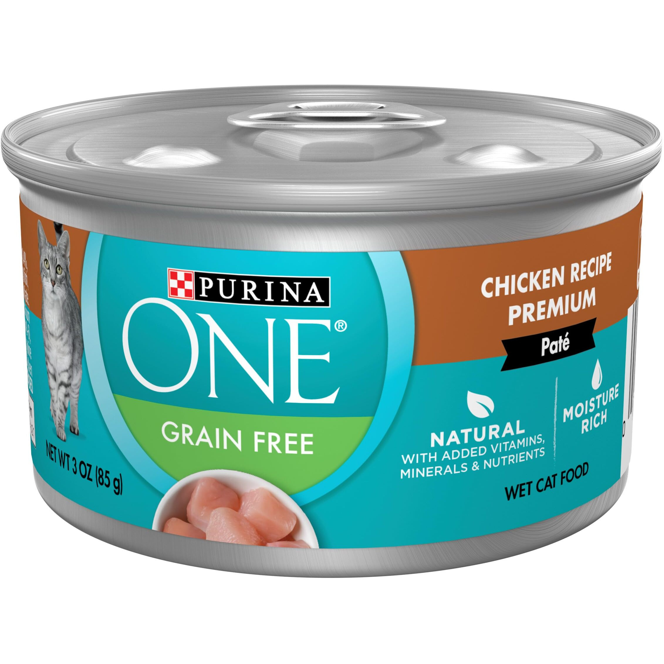Purina One Natural  Grain Free Wet Cat Food Pate  Chicken Recipe - (Pack Of 24) 3 Oz. Pull-Top Cans