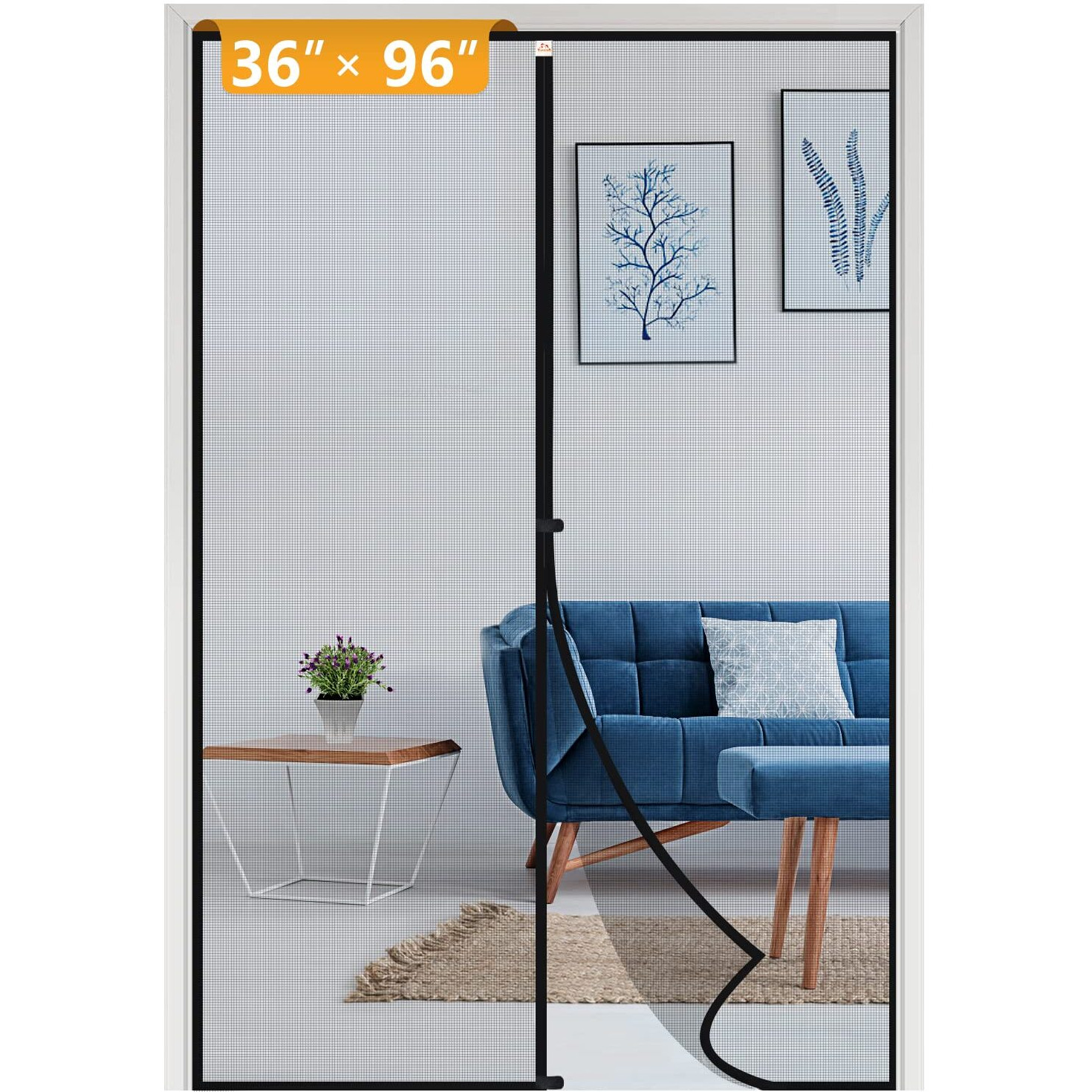 Yotache Screen Doors With Magnets Fits Door Size 36 X 96  Screen Size 38"" X 97"" Heavy Duty Screen Door Enjoy Fresh Air Black