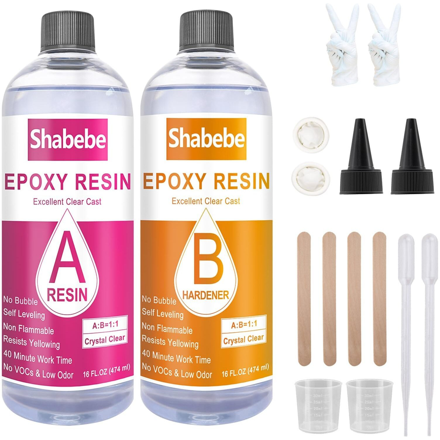 Epoxy Resin  32Oz Epoxy Resin Crystal Clear  Not-Yellowing No-Bubble  Self Leveling Easy-Pour Easy Mix 11 Casting Kit & Coating For Diy Jewelry Making  Art Resina Clear Crafts  Molds  River Tables