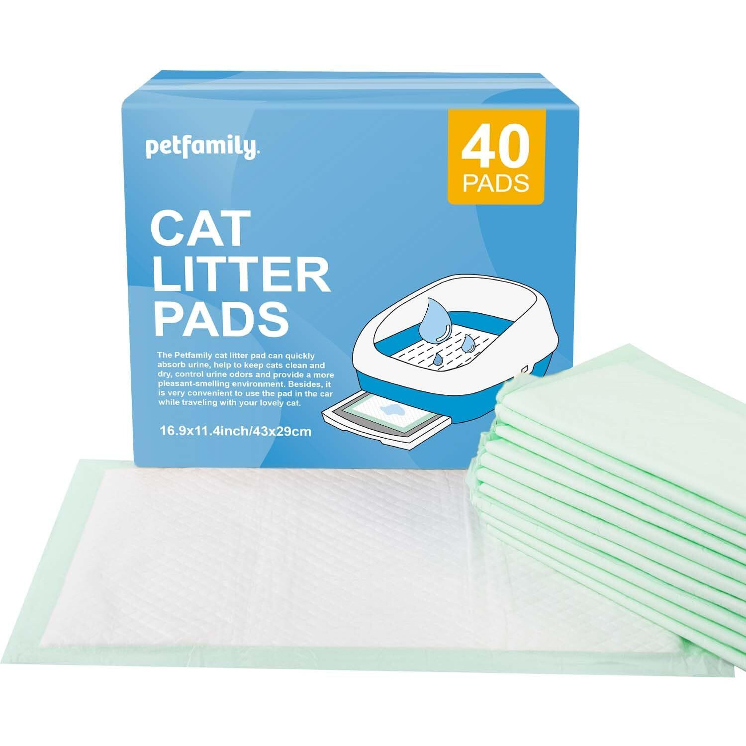 Petfamily Cat Litter Box Pads-Generic Refill For Tidy Cats Breeze Litter System Litter Box Pads 16.9 X 11.4-40 Count