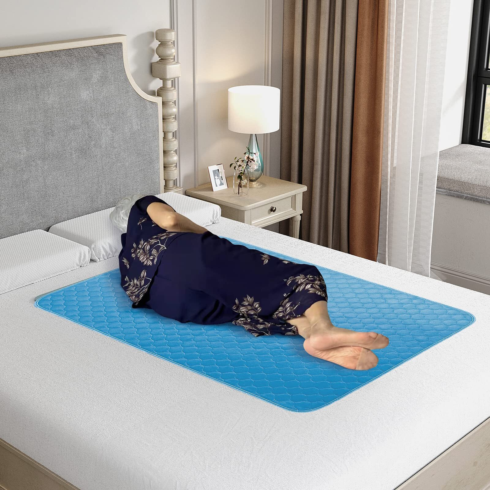 2Pcs Reusable Underpads Large 34"" X 52""  Upgrade Cooling Waterproof Bed Pads With Fast Absorbent  Washable Puppy Pads For Incontinent  Puppy Playpen