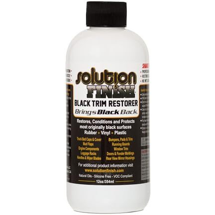 Solution Finish - Black Plastic & Vinyl Trim Restorer - Use For Car And Truck Detailing  No Wet Look  Instantly Revives Color To Trim  Bumpers  Mud Flaps  Etc.  Black (12 Oz)