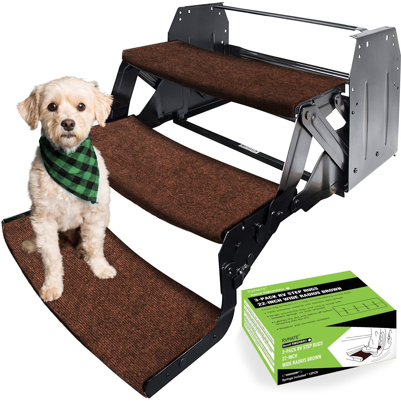 Rvmate Rv Step Rugs 22 Inch Rv Step Covers Wrap Around Camper Stair Rugs For Radius Steps  3 Packs