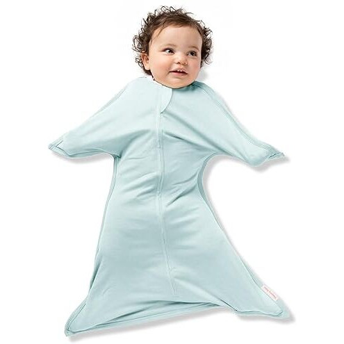 Sleepingbaby Zipadee-Zip Transition Swaddle - Cozy Baby Swaddle Blanket With Zipper Convenience - Roomy Wearable Blanket For Easy Diaper Changes - Classic Mint  X-Small (3-6 Month)