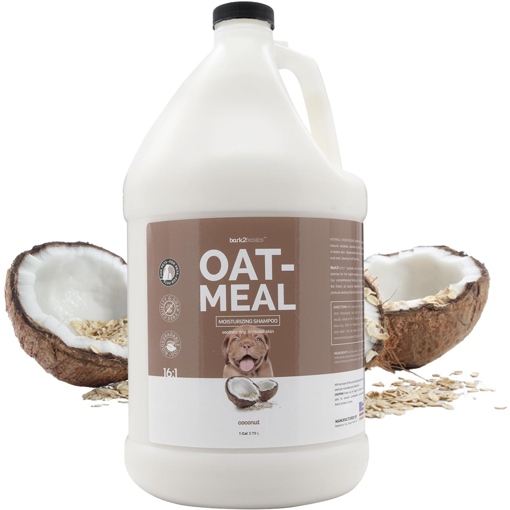 Bark 2 Basics Oatmeal Dog Shampoo  1 Gallon - Natural Colloidal Oatmeal  Natural Ingredients  Calms Dry Itchy Irritated Skin  Moisturizes And Soothes The Skin And Coat  Professional Grade