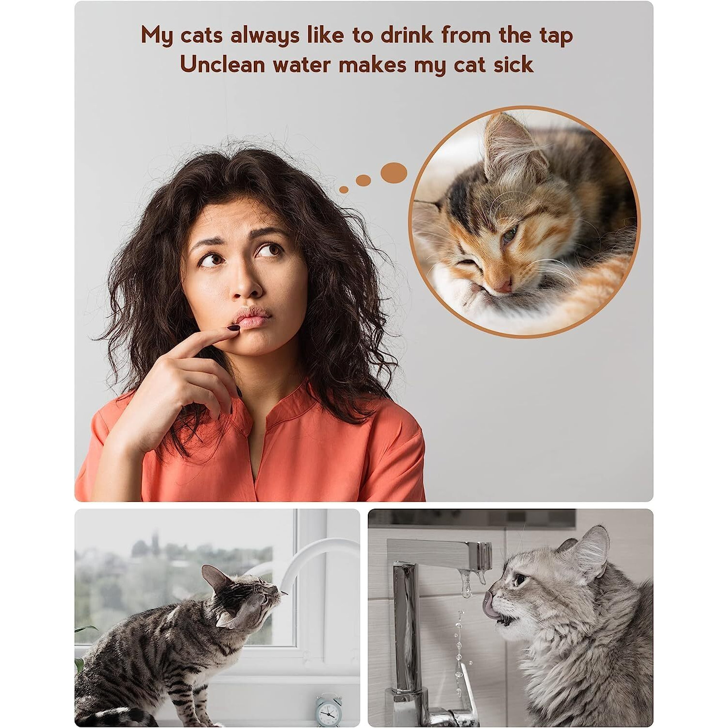 Pektaco Cat Water Fountain  3.2L/108Oz Stainless Steel Pet Water Fountain For Cats/Dogs Indoor  Dog Drinking Dispenser Metal Kitty Spout With 6 Replacement Filters