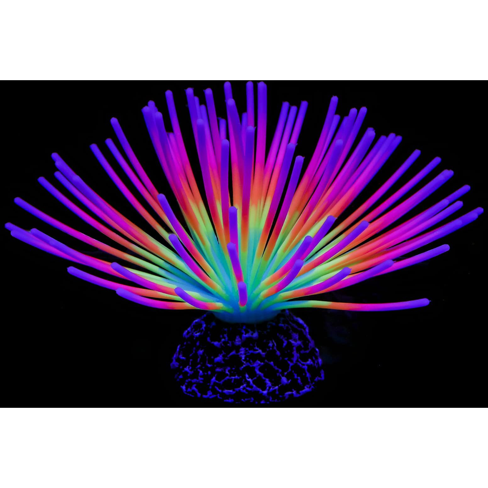 Uniclife Aquarium Imitative Rainbow Sea Urchin Ball Artificial Silicone Ornament With Glowing Effect For Fish Tank Landscape Decoration