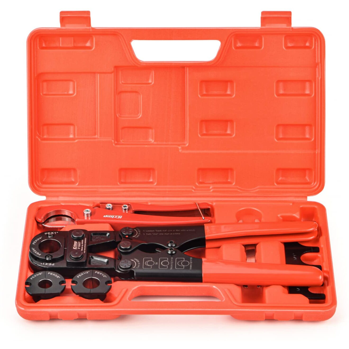 Icrimp Pex Pipe Crimping Tool Kit For 3/8 1/2 3/4 1-Inch Copper Ring With Free Gauge&Pex Pipe Cutter -Meet Astm F1807 And Portable