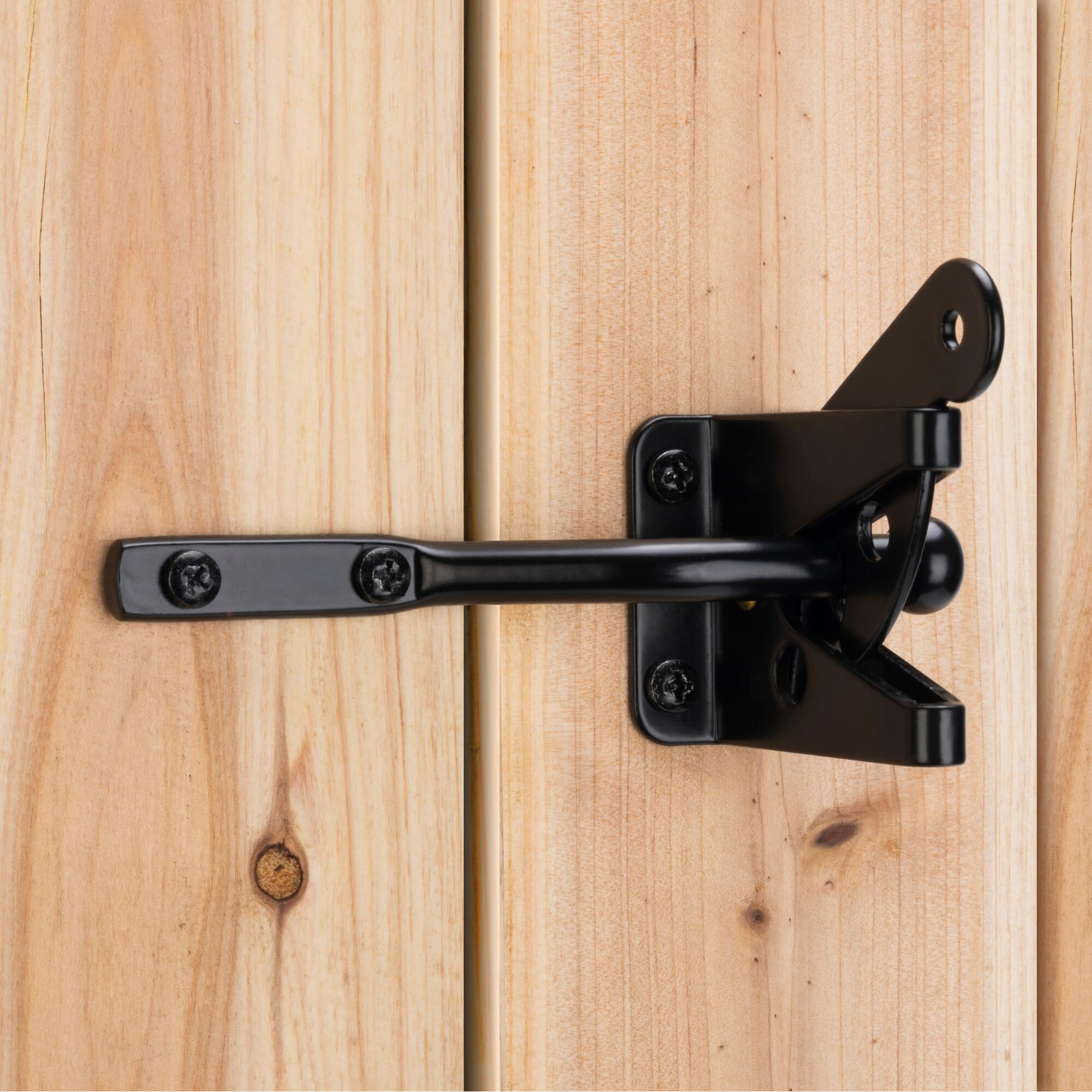 Self Locking Gate Latch Automatic Gravity Lever For Wood Fence Gate  Door Latches  Steel  Black