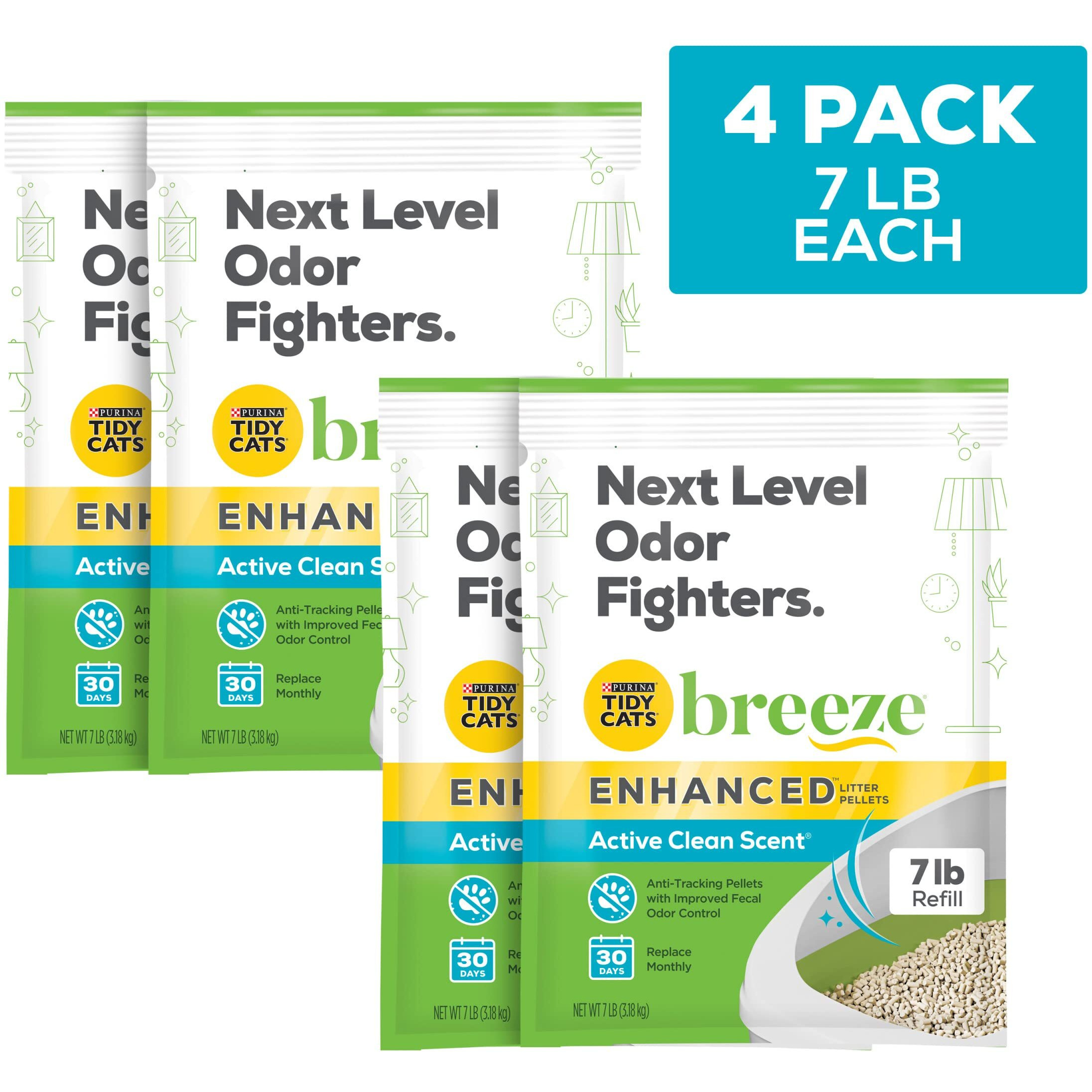 Purina Tidy Cats Scented Litter Pellets  Breeze Enhanced Refill Litter Pellets In Recyclable Box - (4) 7 Lb. Bags