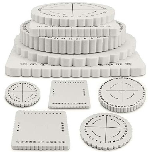 Billioteam 5 Pieces Braiding Disk Round Square Kumihimo Beading Cord Disc Braiding Braided Plate Diy Bracelet Loom Weaving Board (Round/Square Plate  White)