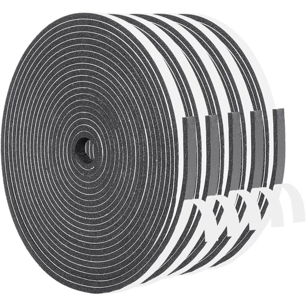 Yotache Weather Stripping Door Seal Strip  1/4 In X 1/8 In X 83Ft Total  High Density  Soundproof  Weatherproof Insulation Foam Tape Strip For Door Frame And Window  5 Strips