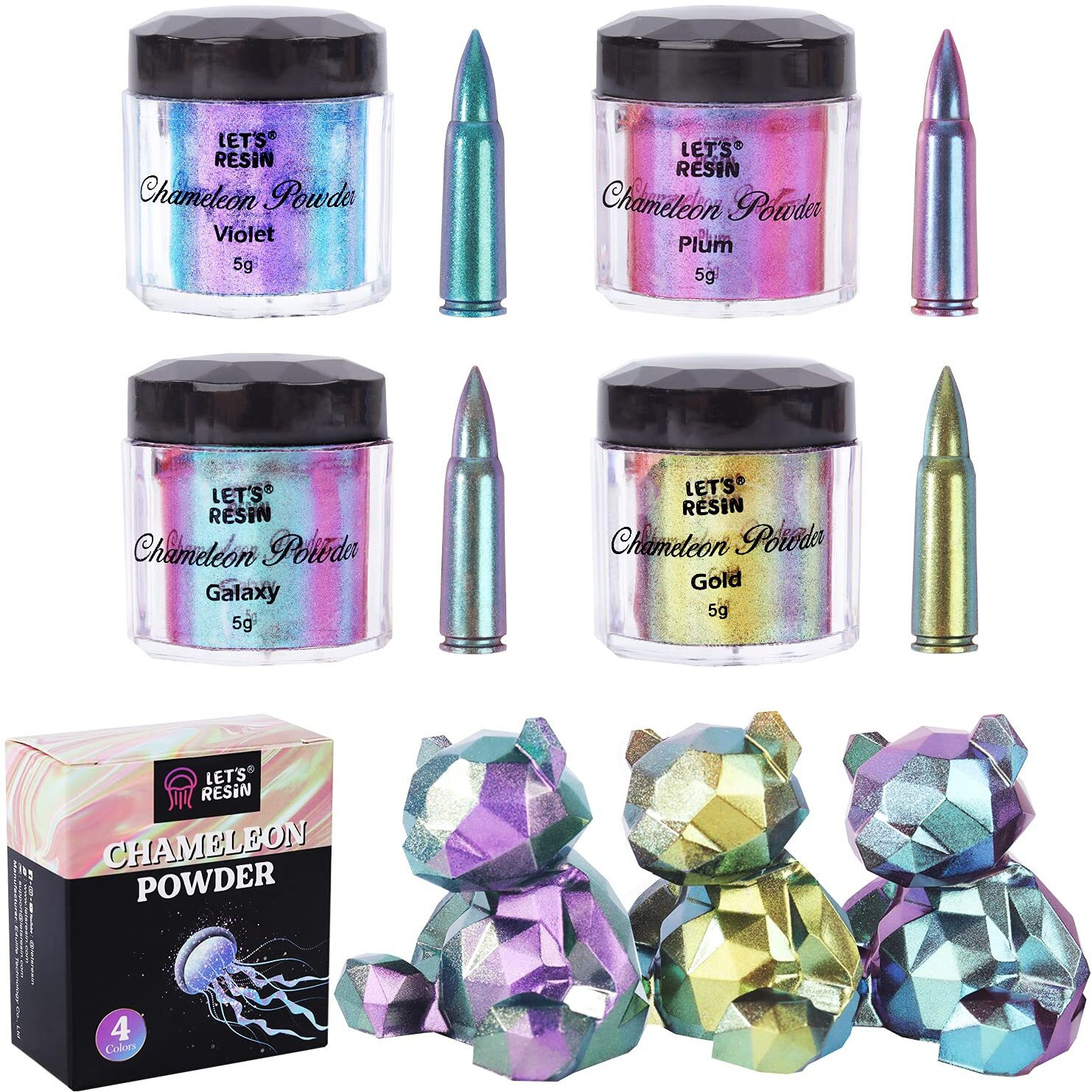 Let's Resin Chameleon Powder  Chameleon Mica Powder For Epoxy Resin  Pearl Pigment Powder For Painting Soap Making  Bath Bombs  Candle Making Slime