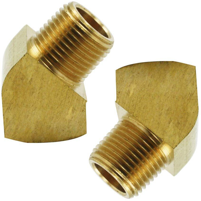 Legines 45 Degree Street Elbow 3/8"" Npt Male X 3/8"" Npt Female Brass Pipe Fitting (Pack Of 2)