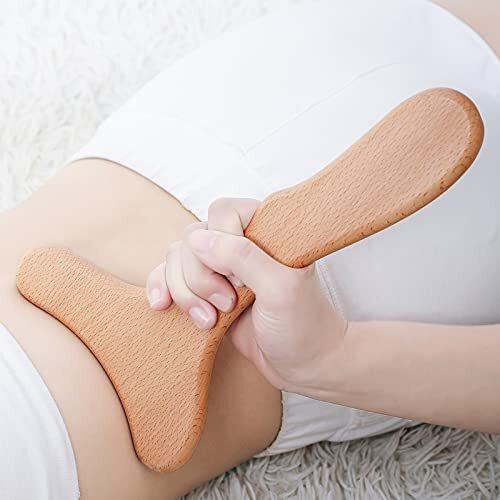 Komogir Wood Therapy Massage Tool Wooden Lymphatic Drainage Massager One-Handed Body Sculpting Tools For Maderoterapy Anti-Cellulite Gua Sha Muscle Release-11 * 6Inches