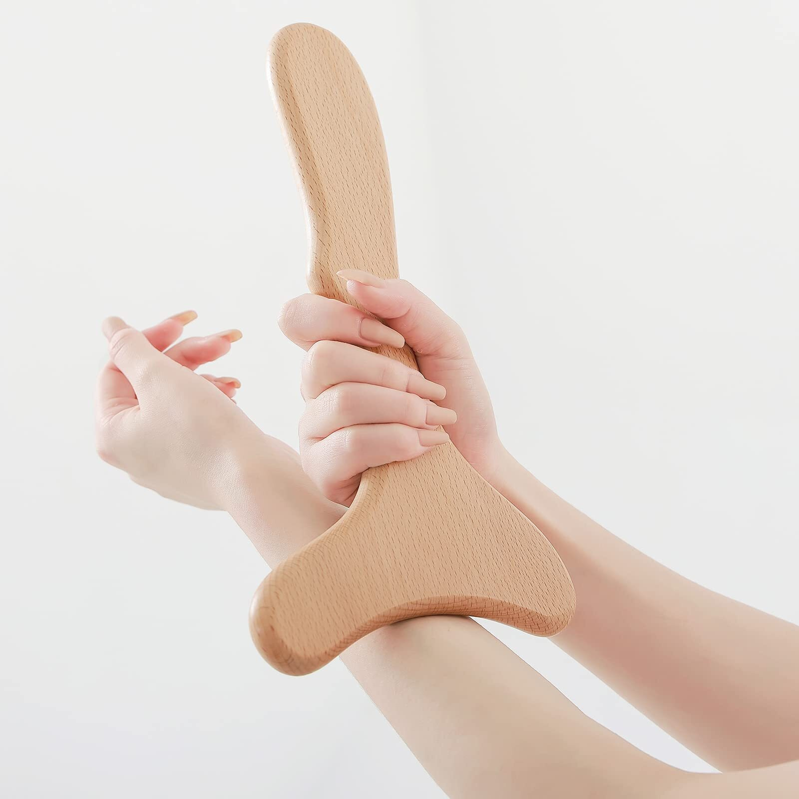 Komogir Wood Therapy Massage Tool Wooden Lymphatic Drainage Massager One-Handed Body Sculpting Tools For Maderoterapy Anti-Cellulite Gua Sha Muscle Release-11 * 6Inches