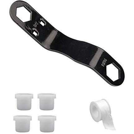 Rv Water Heater Drain Plug Kit  Include Angled Wrench  4 Pieces 1/2"" Npt Replacement Plugs And 1 Roll Ptfe Tape (B)