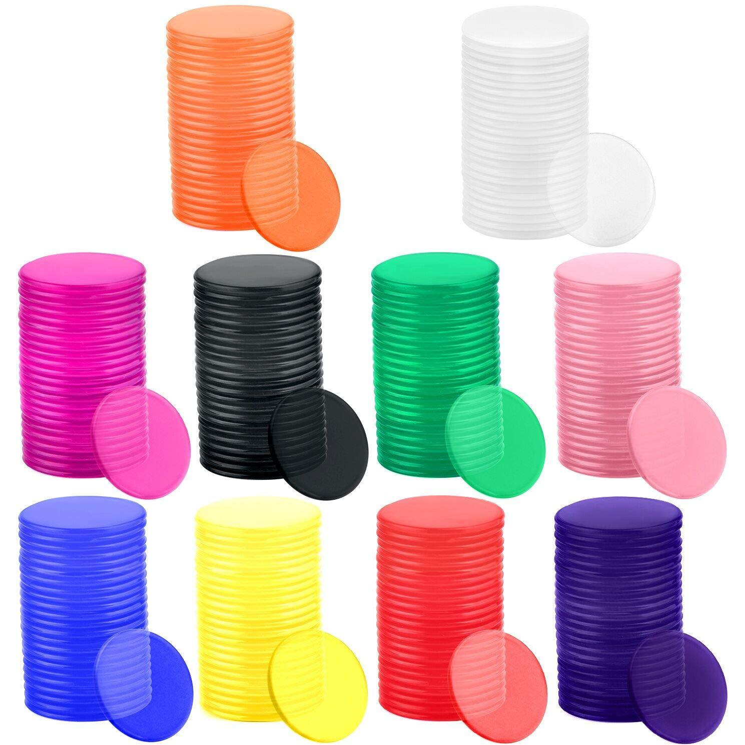 Coopay 10 Colors 1-1/5 Inch Plastic Learning Counters Disks Bingo Chip Counting Discs Markers For Math Practice And Poker Chips Game Tokens  200 Pieces
