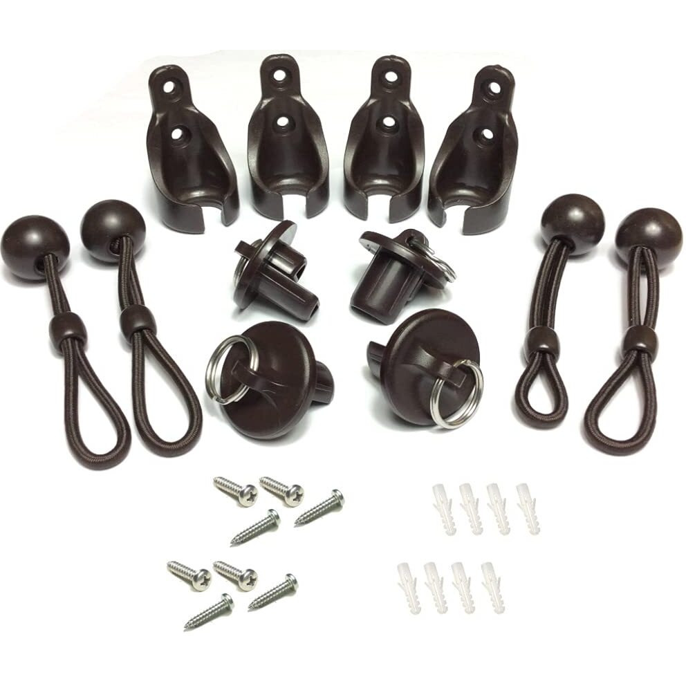 Cacely Set Of 2 Replacement Shade Parts Bungee End Cap Kit Brown For Coolaroo Exterior Cordless Roller Shades Outdoor Blinds