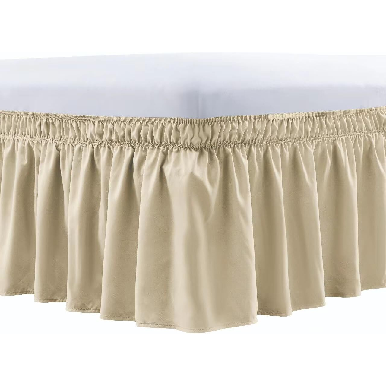 Freshculture Full Bed Skirt  Elastic Wrap Around Bed Skirt Full Bed  Easy Fit With 15-Inch Tailored Drop  Hotel Quality Dust Ruffle For Full Size Bed  Bed Skirt Full Size (Beige)