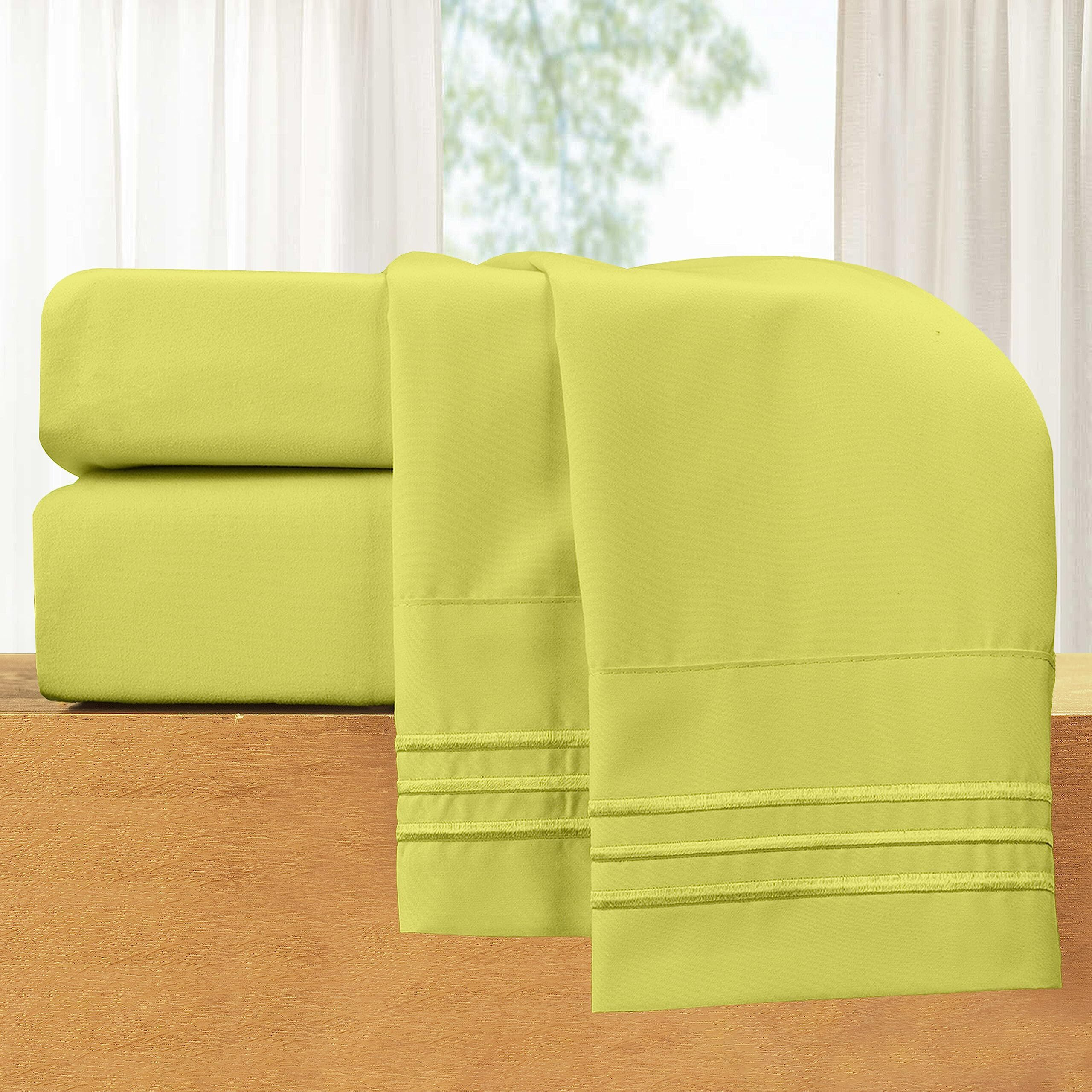 Elegant Comfort Luxury 4-Piece Bed Sheet Set - Luxury Bedding 1500 Thread Count Egyptian Quality Microfiber  Wrinkle Resistant Cool & Breathable  Easy Elastic Fitted  Queen  Pistachio Green