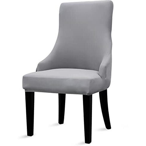 Liykimt Stretch Wingback Side Chair Slipcover-Accent Chair Cover Slipcover With Arm Washable Upholstered Arm Dining Chair With Nailed Trim Protector For Dining Living Room Set Of 1 Light Gray