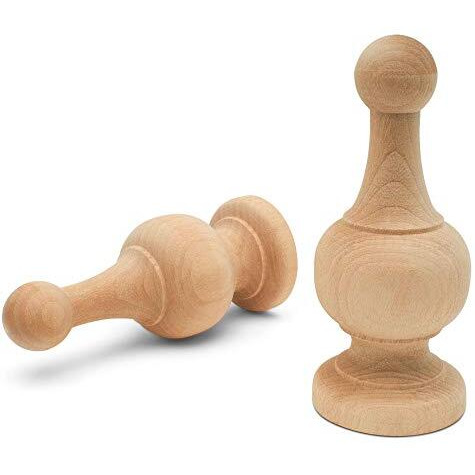 Unfinished Wood Finials Decorative  4-1/4 Inch  For Bed Post Finial  Curtain Rod Finials  Flagpole Topper  And Crafts  Pack Of 6 Large Craft Finials  By Woodpeckers
